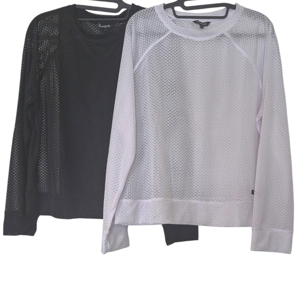 bebe Tops - Bebe Sport Set of 2 Sheer Mesh Long Sleeve Tops